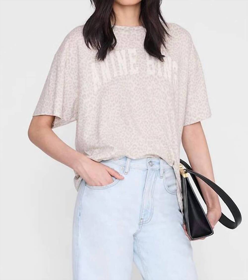 NEW ANINE BING cade tee in washed white leopard